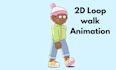 create a professional fashion loop walk animation and 2d character walk