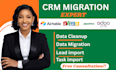 import and migrate data to zoho, salesforce, pipedrive, hubspot,
