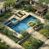 design landscape, terrace, backyard, pool, and patio