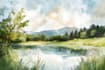 watercolor landscape on paper