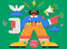create flat funny cartoon character