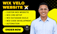 design wix website using wix velo, wix code and database wix cms and wix design