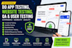 do app testing, website testing, QA, user testing experience, usability