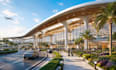 design airport terminal lounge facade landscape 3d rendering