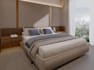 modern3d penthouse apartment,open plan interior,bedroom render,cgi dining layout