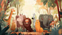draw animals cartoon illustration