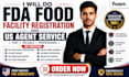 do fda food facility registration and US agent service