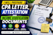 prepare CPA letter, attestation and income verification documents