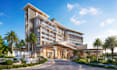 render hotel exterior facade rooftop pool landscape design