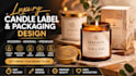 design luxury candle label, candle packaging and logo, produck pacakaging