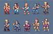 pixel art character, sprite sheet, pixel animation, game assets, retro 8bit