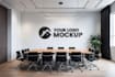 design professional office mockup or zoom virtual background with your logo