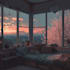 create an cozy lofi aesthetic room or window view