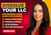 dissolve your llc, close ein, and legally close your US company