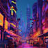 create a 2d cyberpunk city