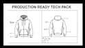 do hoodie and tshirt tech pack with flat sketch for clothing brands
