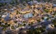 create urban masterplan commercial plaza aerial rendering