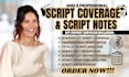 provide industry level script coverage, notes for TV or screenplay script editor