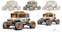 sketch a car or vehicle design concept using digital drawing