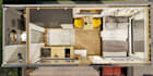 design 2d layout, 3d container homes, tiny house, studio apartment, frame house