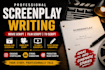 write movie script screenplay film script TV series, screenwriting, script edit
