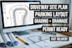 design driveway site plan parking layout grading  drainage drawings