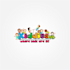create custom balloon logo design with bunting and party elements