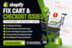 fix shopify cart error checkout issue shopify custom coding bug app conflict