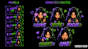 animate twitch or kick overlays pack, custom logo, screens, emotes, transition