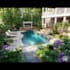do 3d terrace, pool front and backyard landscape design