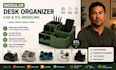 modular desk organizer cad, workspace accessory stl modeling service