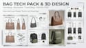 design bag tech pack technical drawing for handbag, backpack and 3d render, pdf