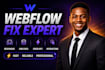 fix webflow website bugs, responsive and cms issues