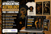 design afrocentric tshirt astrology posters pod apliiq umso website landing page