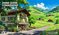 create cozy town digital art and peaceful scenery