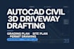 autocad civil 3d driveway drafting, grading plan  site plan cad drawing