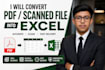 convert PDF, images, jpg and png files into word or excel