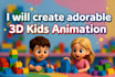 create cute custom 3d kids animation