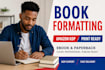 do book formatting for amazon KDP, print ready book layout and interior design,