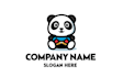 draw panda racing mascot logo design with express delivery