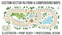 create custom vector map, rv park, campground, resort, site map in illustrator