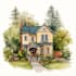 make premium watercolor architectural home illustration