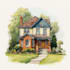 create artistic watercolor beach house