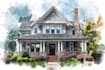make watercolor house portrait