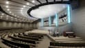 design church interior in 3d rendering, modelling visualization and animation