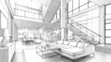 digital sketch architecture and interior design, concept art