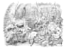 create a grayscale cartoon illustration