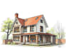 sketch houses and buildings