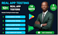 provide 12 testers for closed testing, app reviews, and 14 days testing