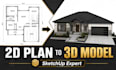 model your house or architectural project in sketchup